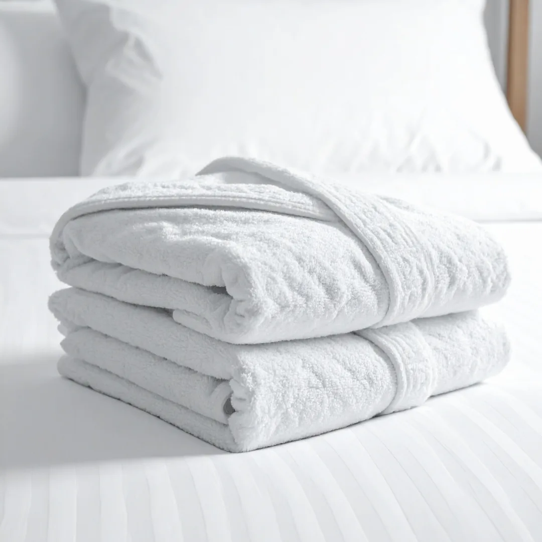 Hotellsäng med handdukar